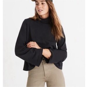 Madewell Black Bell Sleeve Cotton Turtleneck Shirt (NEW)